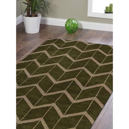 JENSENDISTRIBUTIONSERVICES 8 x 10 ft. Hand Knotted Wool Geometric Rectangle Area Rug, Green & Beige MI1556907